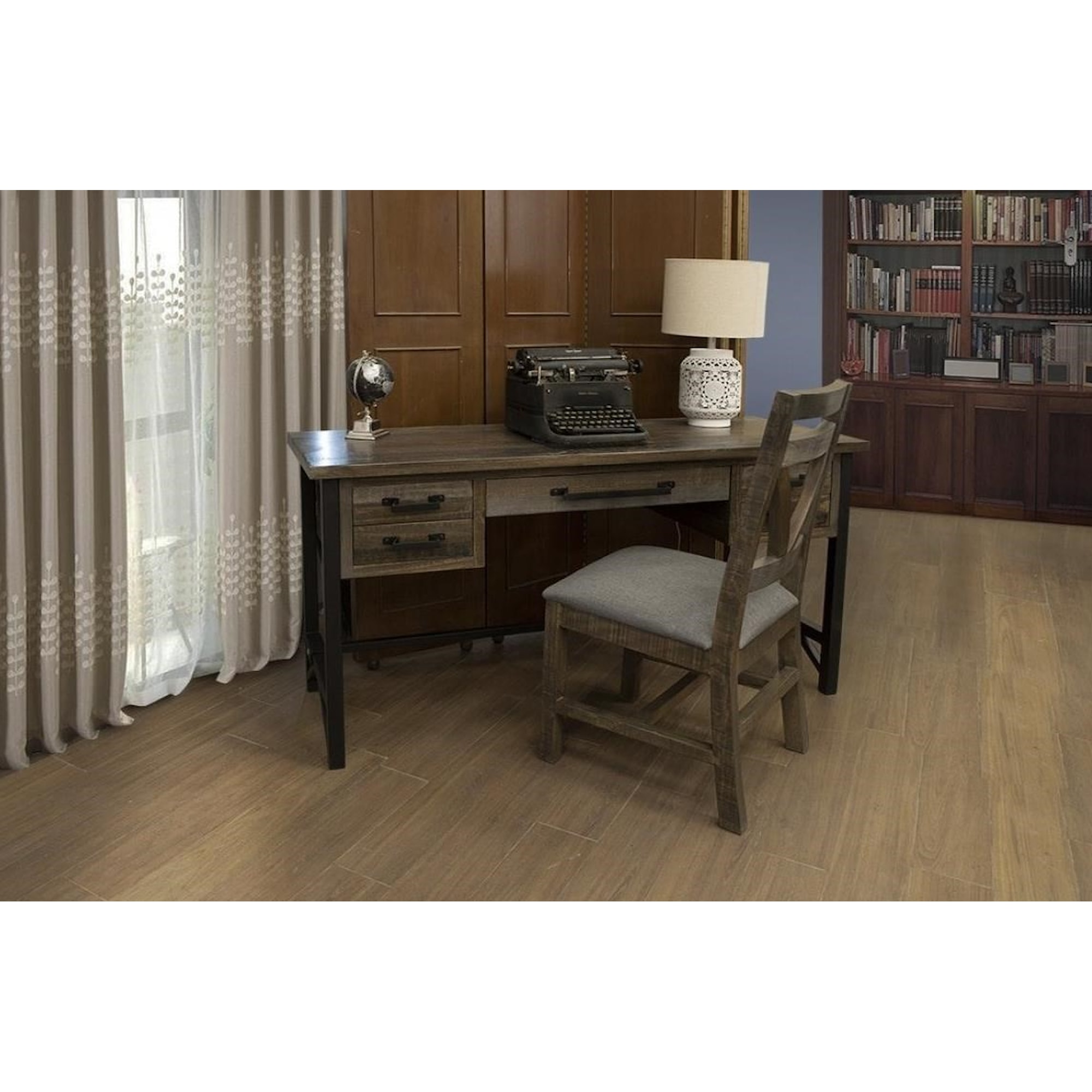 International Furniture Direct Loft IFD6441DSK Rustic 5 Drawer Desk